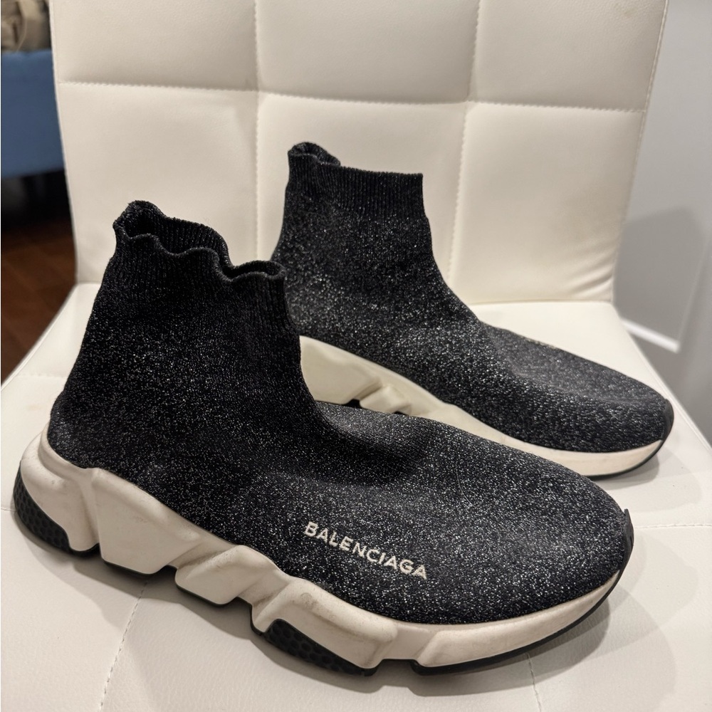 Balenciaga Black Glitter Sock Sneakers